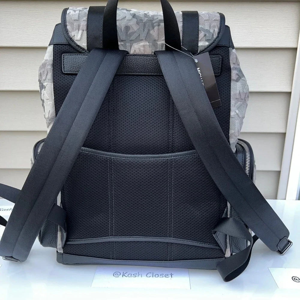 Michael Kors Backpack Cooper Logo Denim Backpack Utility Rucksack Black - Picture 6 of 12